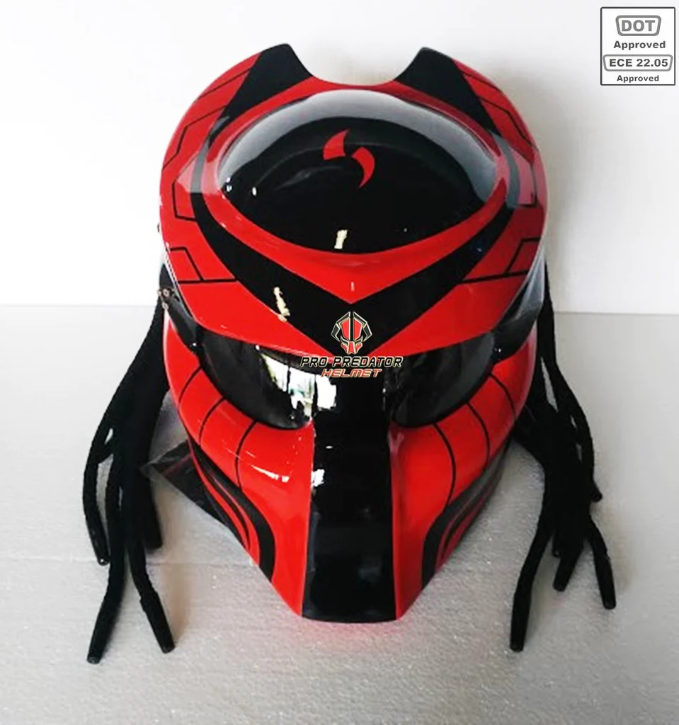 Predator Red and Black Motorcycle Helmet SY33