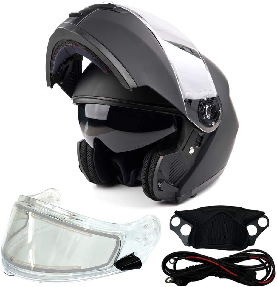 snowmobile helmet with heated shield